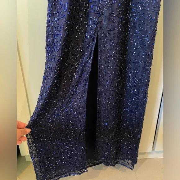 Scala navy blue beaded formal gown - Picture 8 of 16